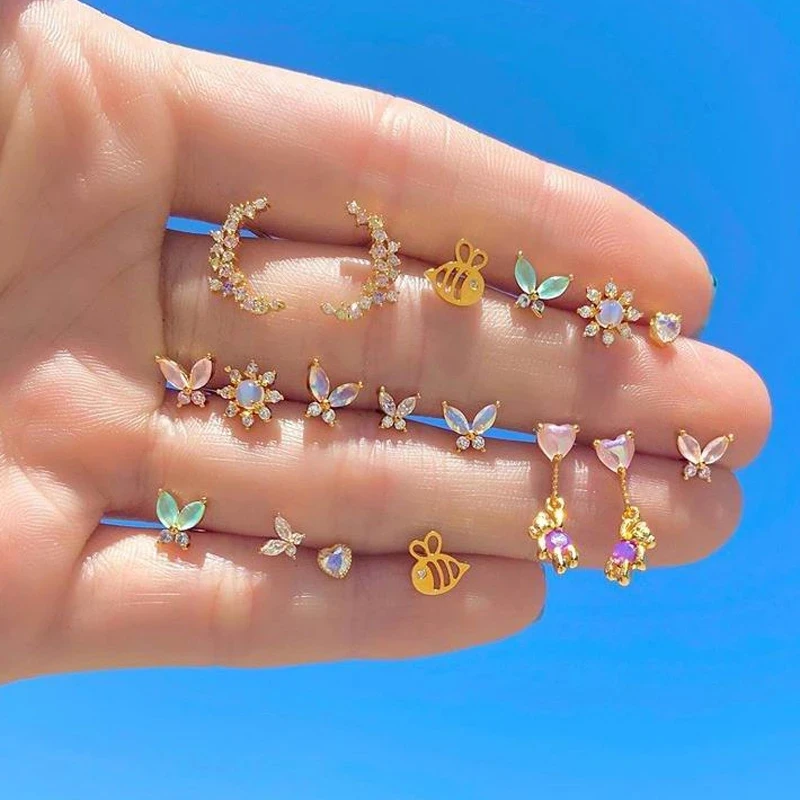 Минималистичные мини-серьги-бабочки из стерлингового серебра 925 пробы красочные