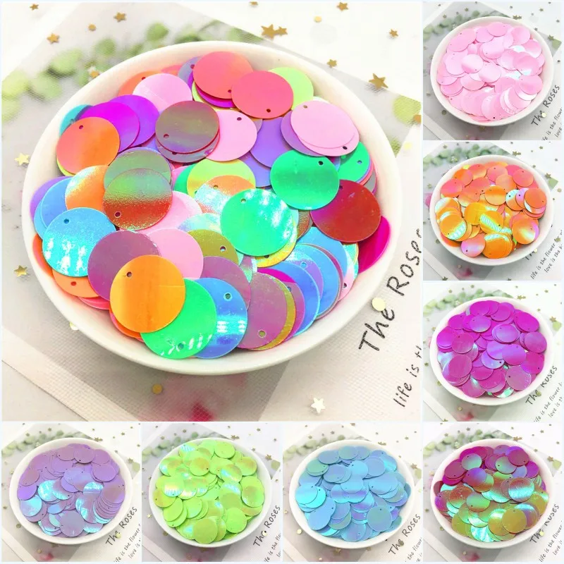 Прозрачные большие круглые Блестки 2 см 20 мм Цветные Плоские свободные пайетки из