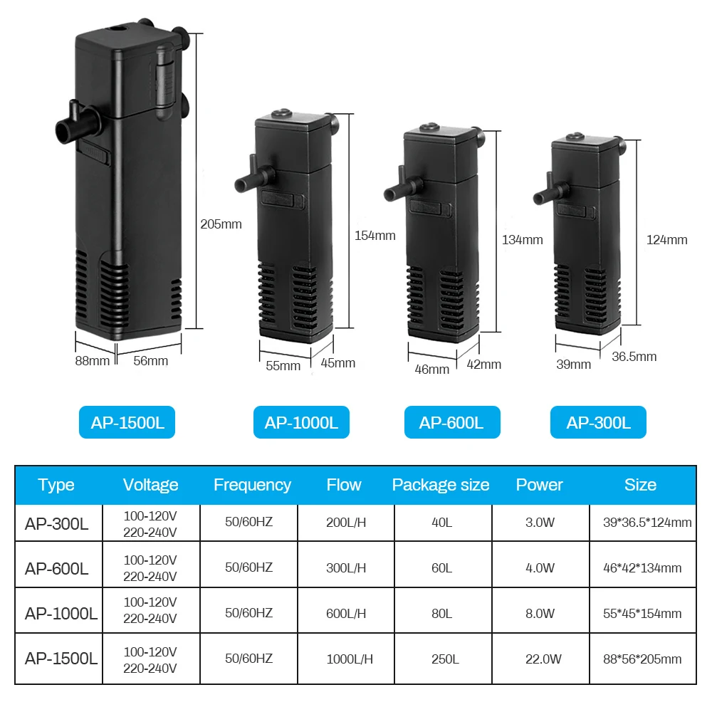 Аквариумный погружной фильтр насос внутренний аквариум для очистки воды