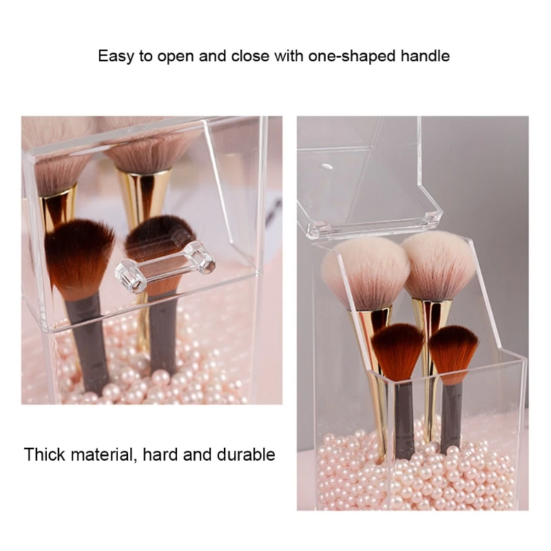 

896A Transparent Makeup Brush Holder Organizer Square/Hexagonal Acrylic Dustproof