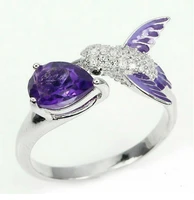hummingbird animal wedding jewelry engagement open size ring