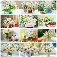 5d diy diamond embroidery daisy vase white flowers diamond painting mosaic picture of rhinestone home decor pastoral style mural
