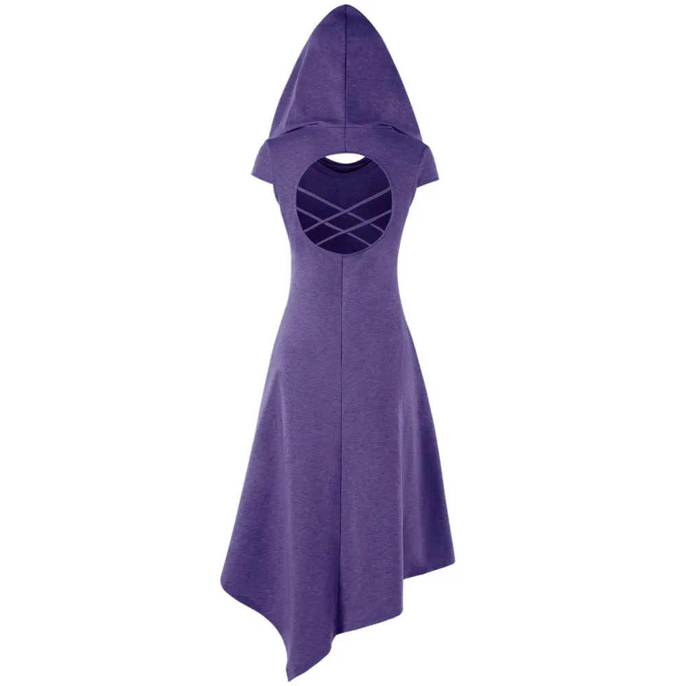 Женское платье с вырезами Повседневное средней длины капюшоном летнее