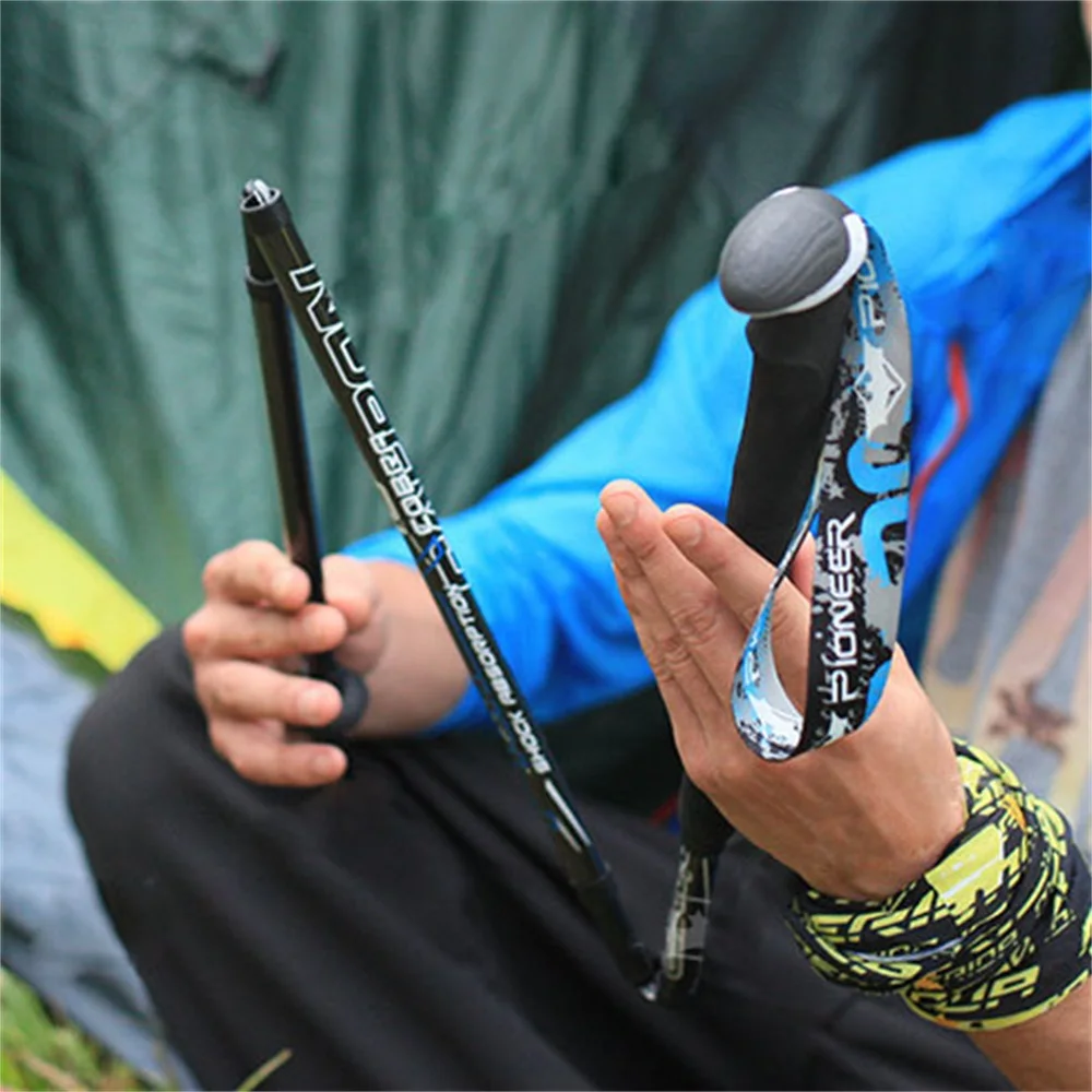 

2Pc 4 Section Carbon Fiber Quick Lock Folding Rod Trekking Pole Ultralight Portable Collapsible Alpenstock Hiking Walking Sticks