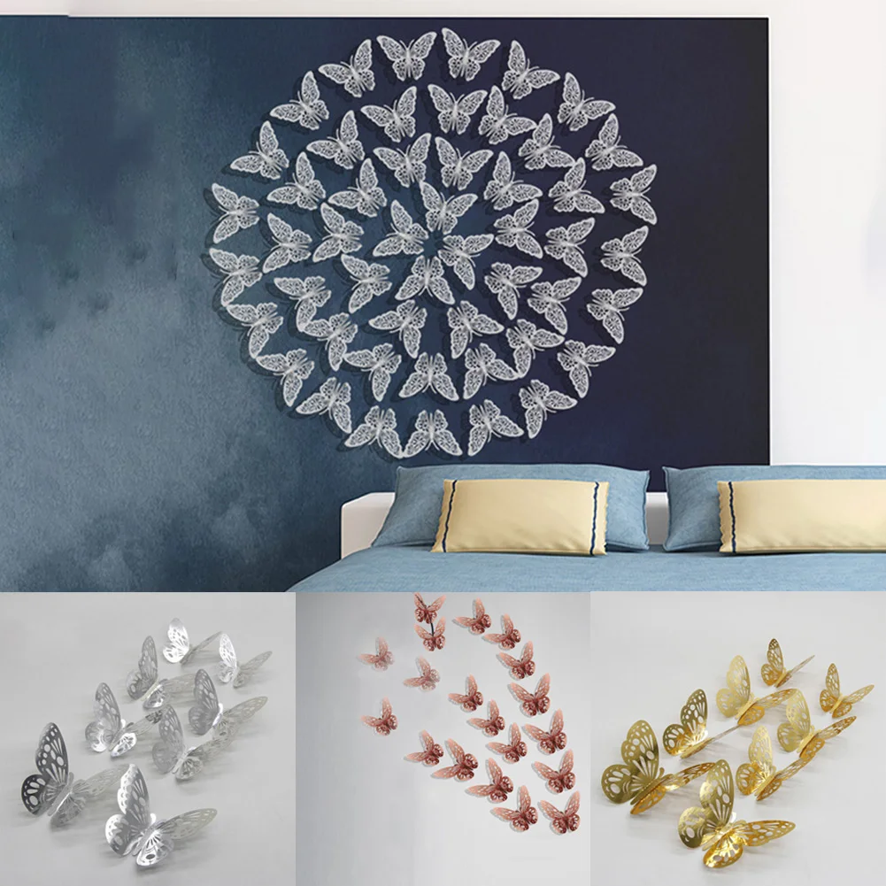 

12pcs/Set Wall Sticker 3D Butterfly DIY Art Mirror Wall Stickers Home Decal Kids Room Party Decorations