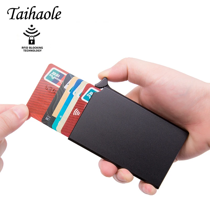 2020 RFID Anti-theft Credit Card Holder Ultra-thin ID Card Case Fashion Unisex Automatically Solid Metal Aluminum Box Case