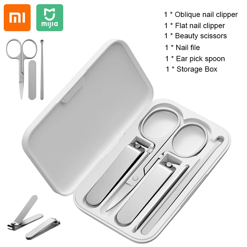 

5 шт/комплект Mijia кусачки для ногтей из нержавеющей стали набор триммер Педикюр Уход кусачки ушной пилочка для ногтей профессиональные косм...