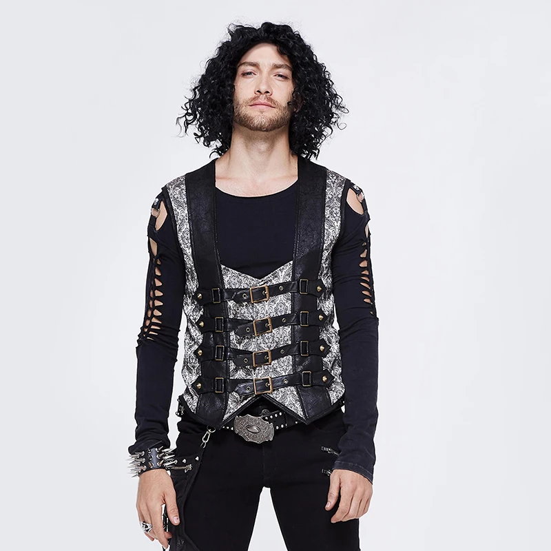 Модный мужской Викторианский жилет Devil двубортный в готическом стиле