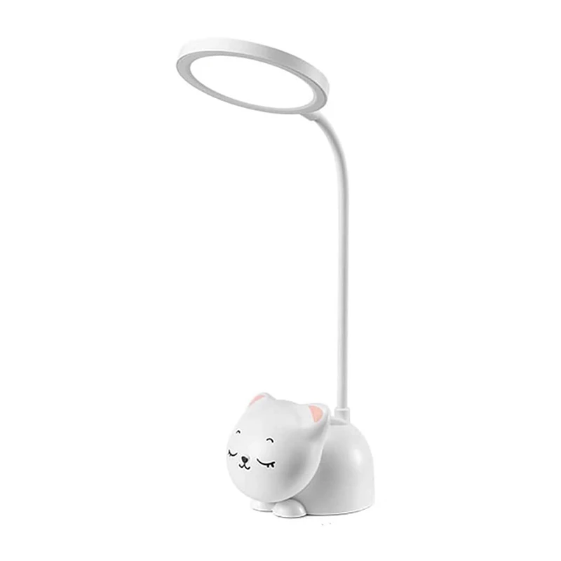 

ONEFIRE Table Lamp Cute Cat Table Lamp Girl Child Contact Control Eye Protection Ring Lamp Adjustable Girl Desk Lamp