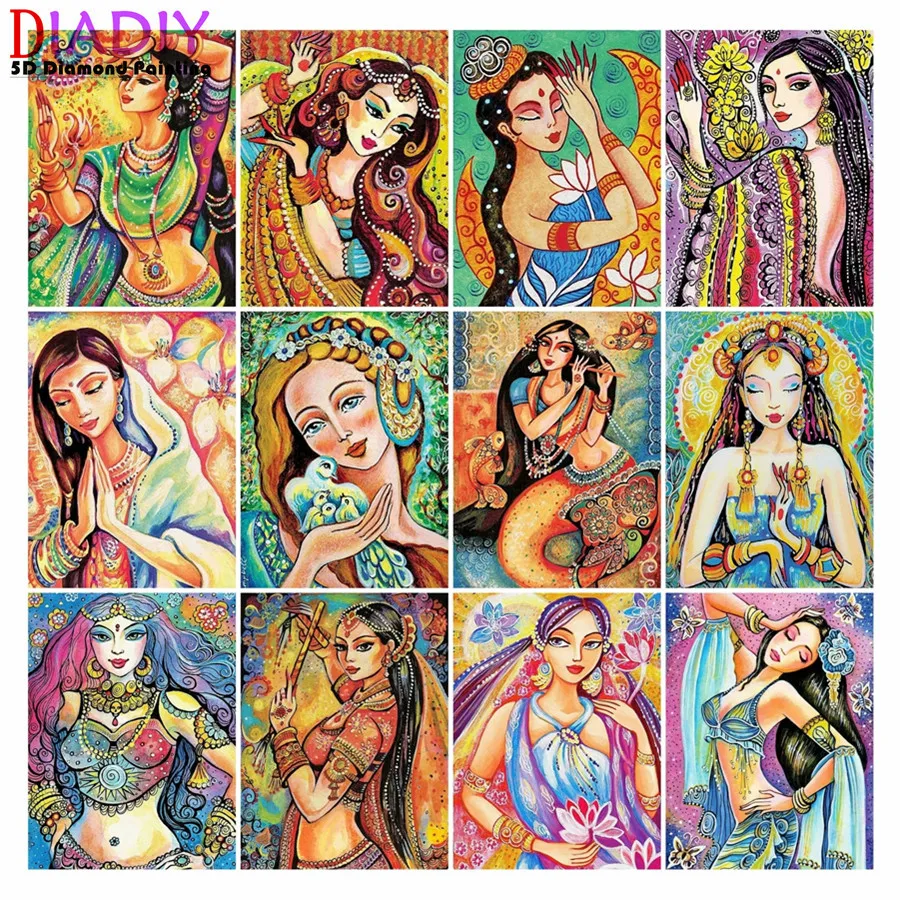 

Diamond Mosaic Woman Picture Of Rhinestones Diamond Painting Portrait Full Square Cross Stitch Beaded Wall Decor