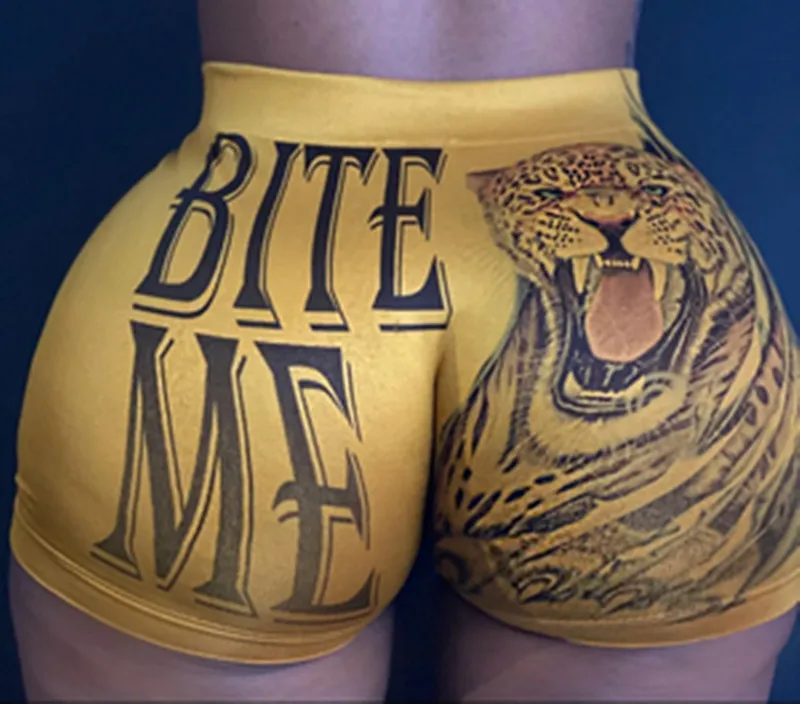 Шорты женские с высокой талией пикантные облегающие Короткие штаны надписью