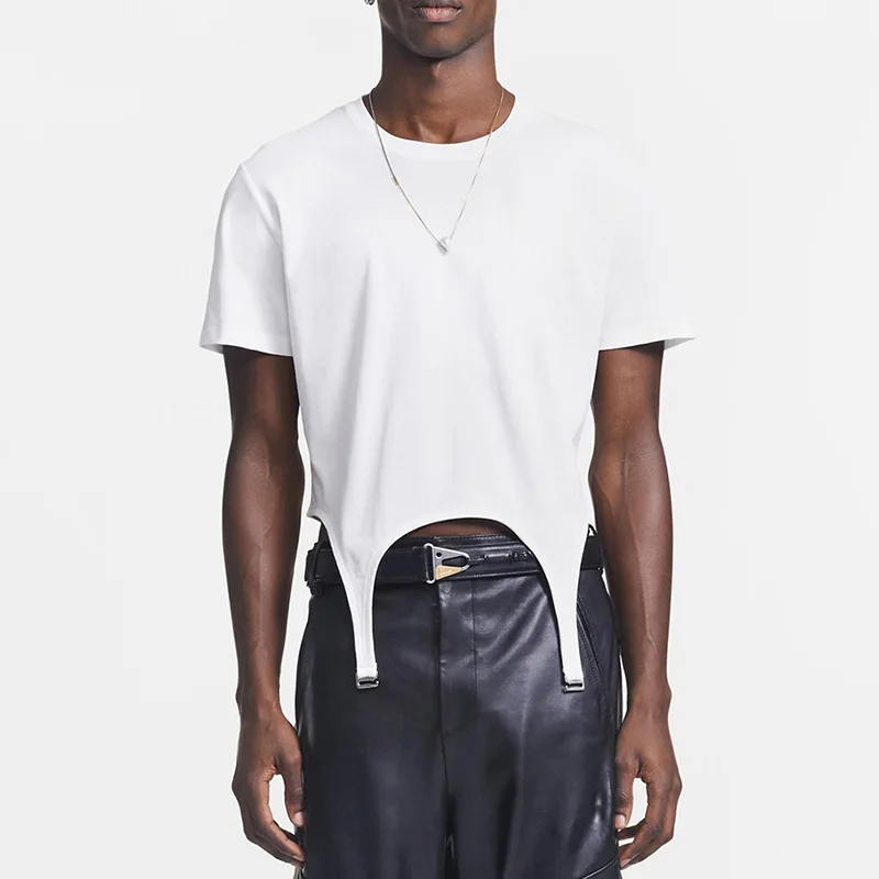 

Summer new pullover round neck city casual slim short sleeve straight tube cotton printing commuter solid color bottoming shirt