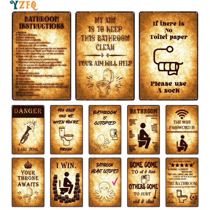 

Металлический жестяной плакат унитаза Fun Rules Art, потертая тарелка Chi для магазина, сада, гостиной, ретро, домашний декор, плакат 8x12 дюймов
