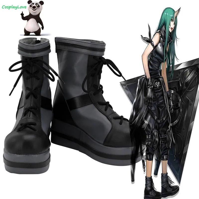 

CosplayLove Arknights Hoshiguma Black Cosplay Shoes Cosplay Long Boots Leather Custom Made