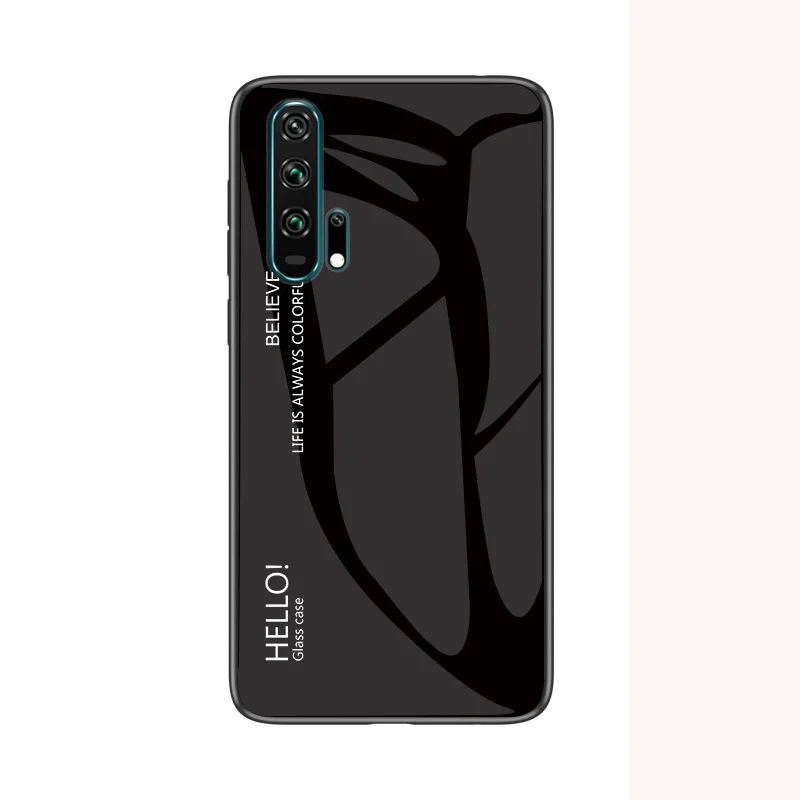 Черный Чехол Honor 20Pro для huawei Honor 20 Pro, градиентный чехол из закаленного стекла, противоударный чехол для huawei Honor 20 s, русская версия, Shel - Цвет: Черный