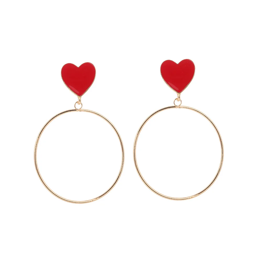 

New Hyperbole Drop Dangle Earrings for Women Heart Alloy Hoop Earrings Aretes De Mujer