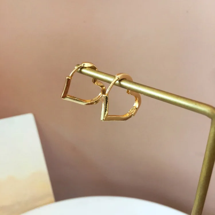 

Hearts Hollow Vintage Brief Hoops Love Metal Cute Korean Earrings