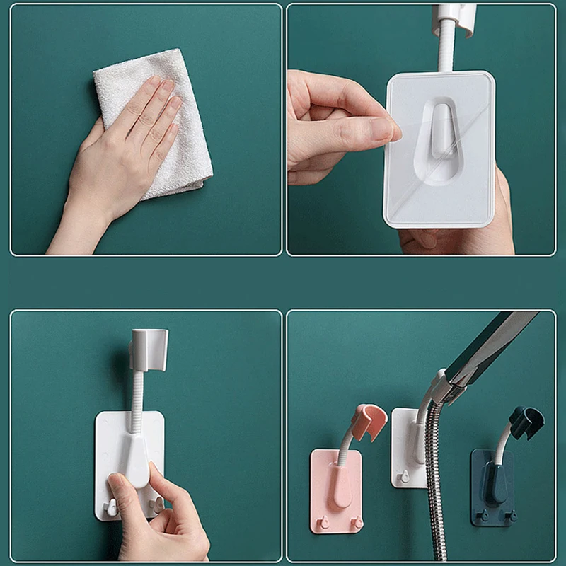 1 шт. настенный держатель для душевой лейки с 2 крючками и креплением на 360 ° | Дом