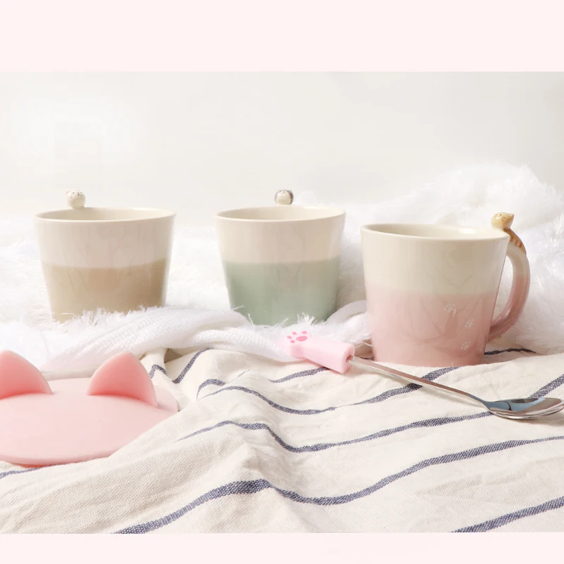 

Japanese Procurement Cute Mugs With Cat Ceramic Juice Coffee Milk Tea Couple's Cup Festival Lover Christmas Valentine's Day Gift