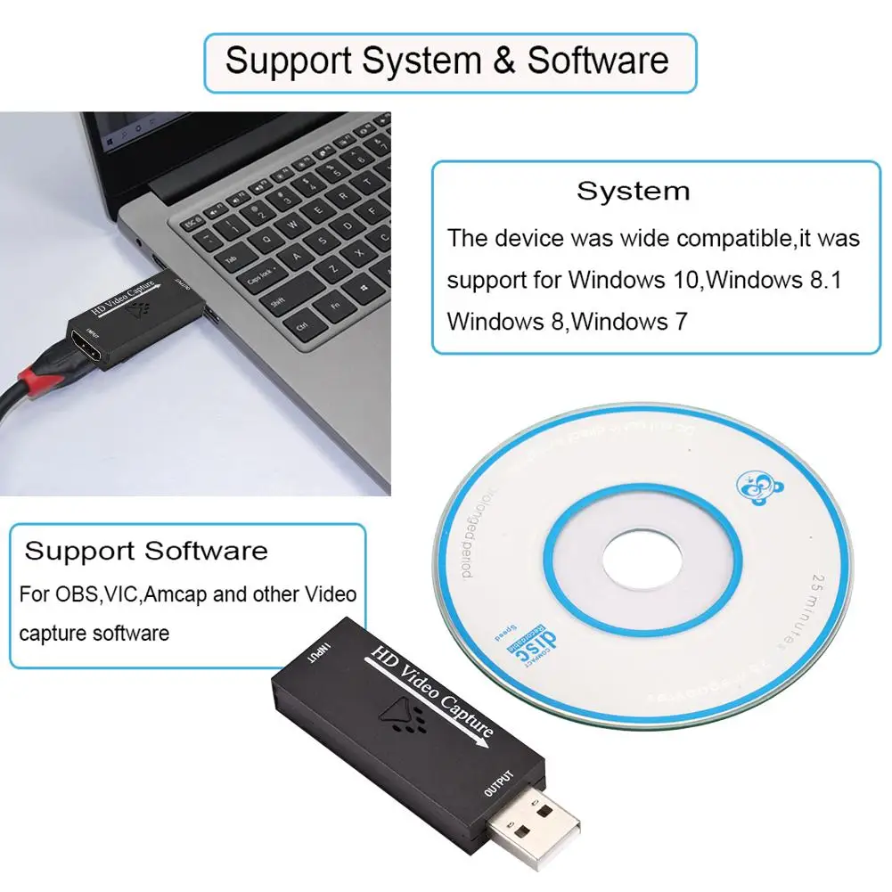 Новейшая карта захвата аудио и видео HDMI к USB 2 0 4K 1080P запись через экшн камеру для HD