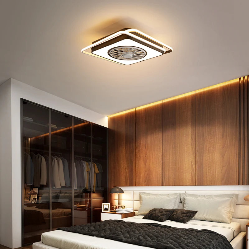 

modern chandelier with fan Square 55x55cm led chandelier lighting Black+white/Green luces led decoracion light fixtures