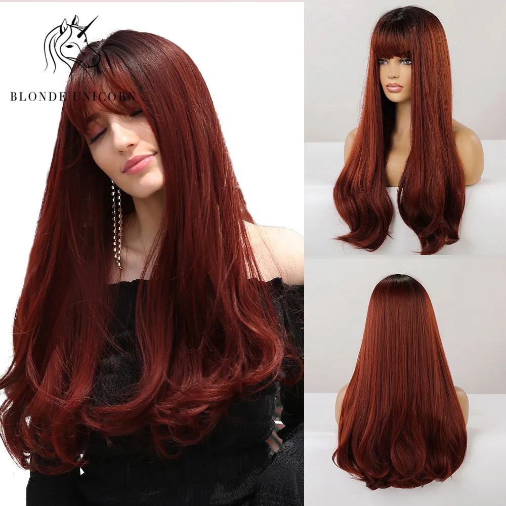 Парик для женщин натуральные длинные прямые синтетические волосы с блондинкой