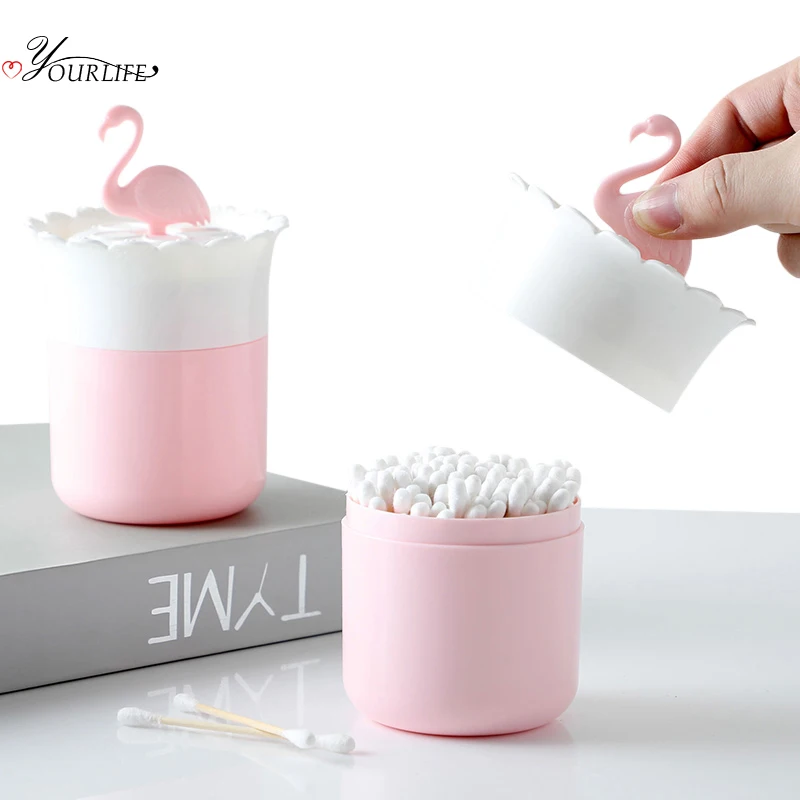 OYOURLIFE милые Мультяшные Фламинго ватные тампоны коробка для хранения пластиковые