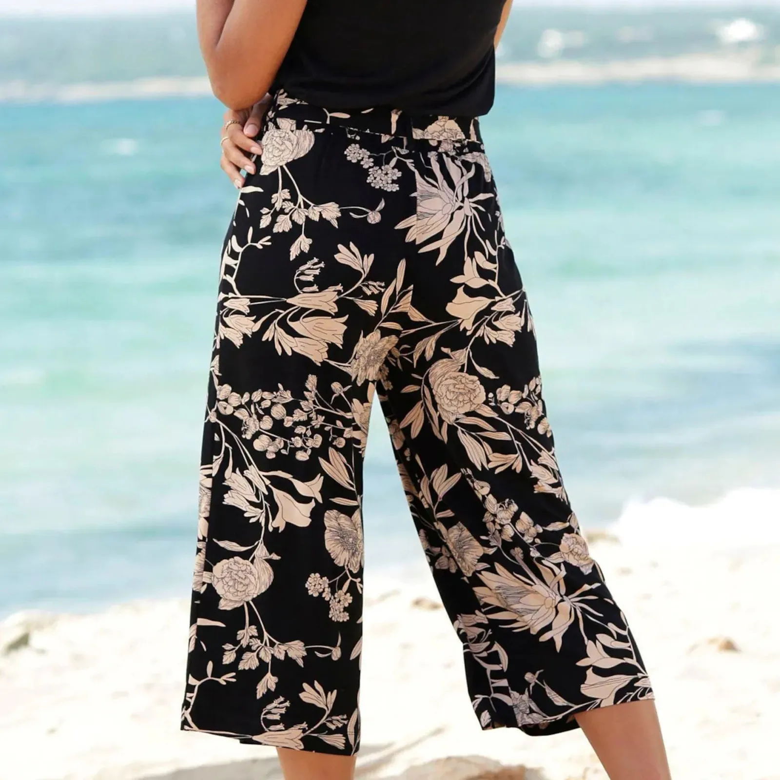 Женские Капри Feitong с высокой талией винтажные легкие брюки принтом длинные