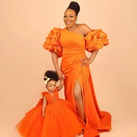 the last african mum and daughter matching evening gowns orange aso ebi mommy and me dress for party or birthday photoshoot