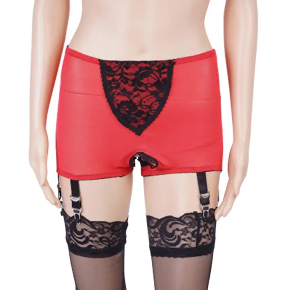 Женские трусики с завышенной талией подвязками кружевные сетчатые на подтяжках