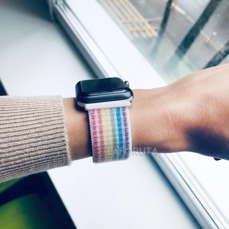Ремешок для Apple Watch 44 мм 40 ремешок из нейлона iWatch Correa Series 5 4 3 2 Sport Loop 42 38 браслет