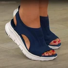 Женские сандалии, новинка 2021, сетчатые повседневные туфли на танкетке, однотонные, на платформе, без шнуровки, женские сандалии, мягкие, на толстой подошве
