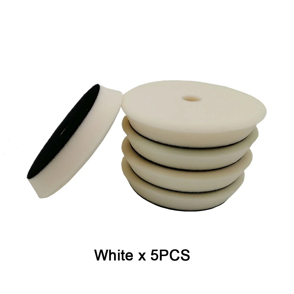White x 5pcs 6 дюймов полировальные накладки Rupes Европа Губка различной твердости полировка автомобиля губка для Двойного Действия Полировщик - Цвет: White x 5pcs