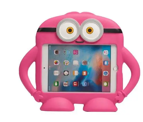 Для IPad Mini 5 силиконовый мультяшный EVA противоударный детский безопасный Чехол-подставка для IPad Mini 1 2 3 Mini 4 чехол для планшета+ ручка - Цвет: Розово-красный