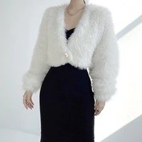 women 2021 new warm winter womens clothing cropped cardigan temperament fashion solid color single breasted fur short coat