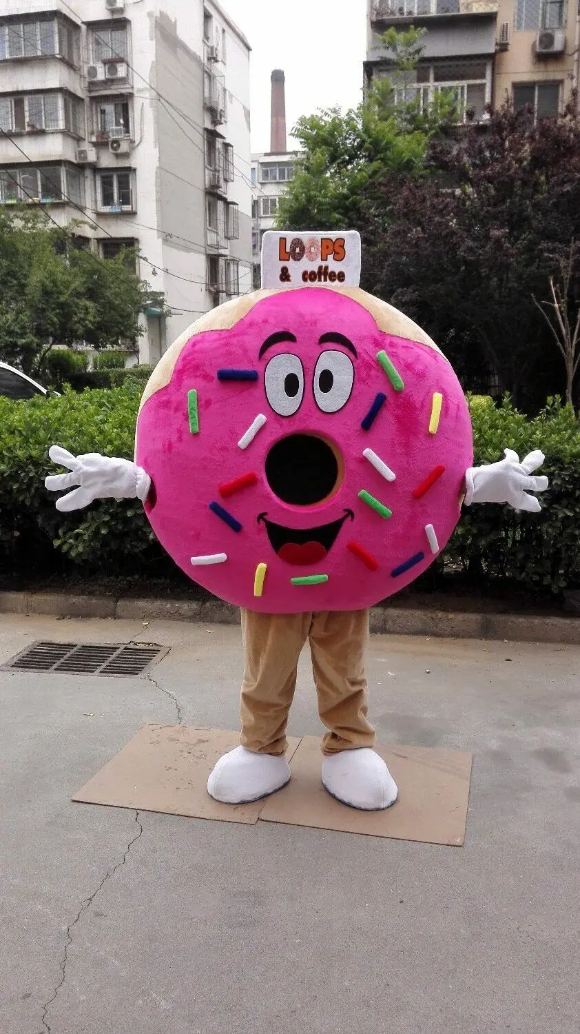 Костюм талисмана в виде блинчика розового пончика аниме косплей-вечеринка