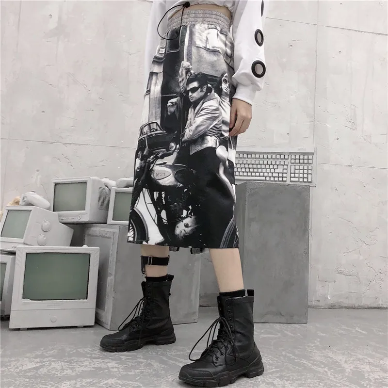 Neploe/женские юбки трапециевидной формы с принтом в виде персонажа Harajuku юбка