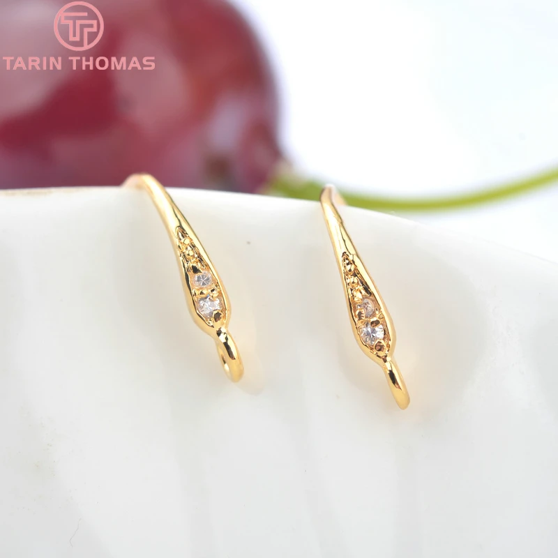 6 шт. латунные серьги с фианитами 16 мм|Ювелирная фурнитура и компоненты| |