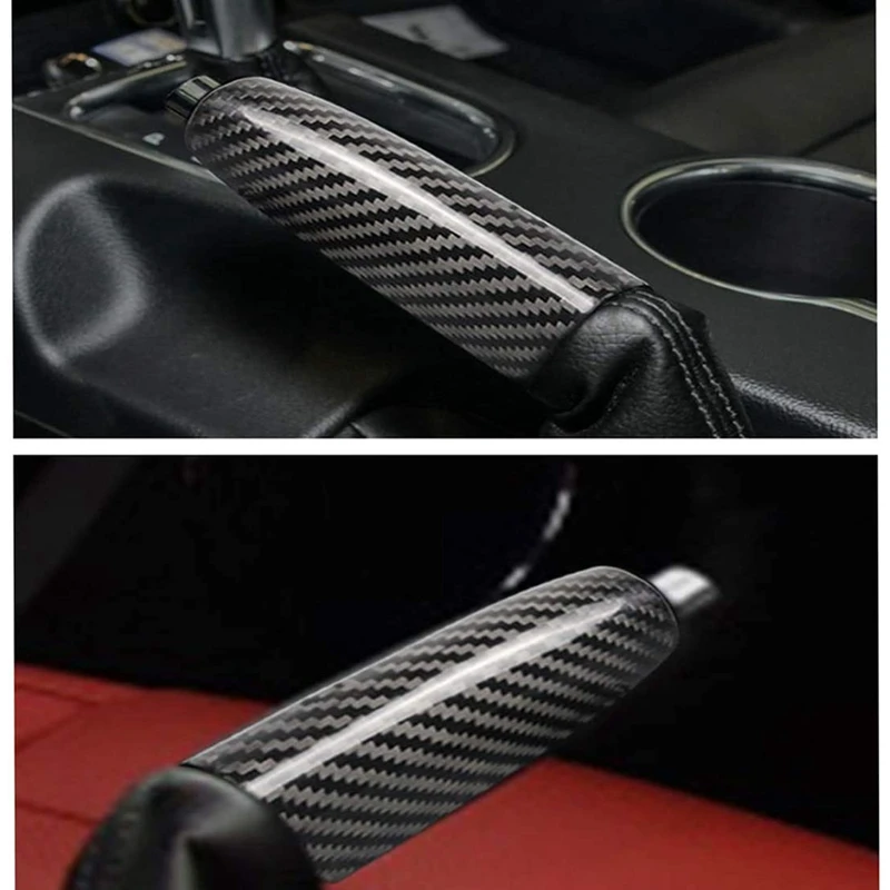 

for Ford Mustang 2015-2020 Car Carbon Fiber Parking Brake Lever Handbrake Cover Hand Brake Grip Accessories