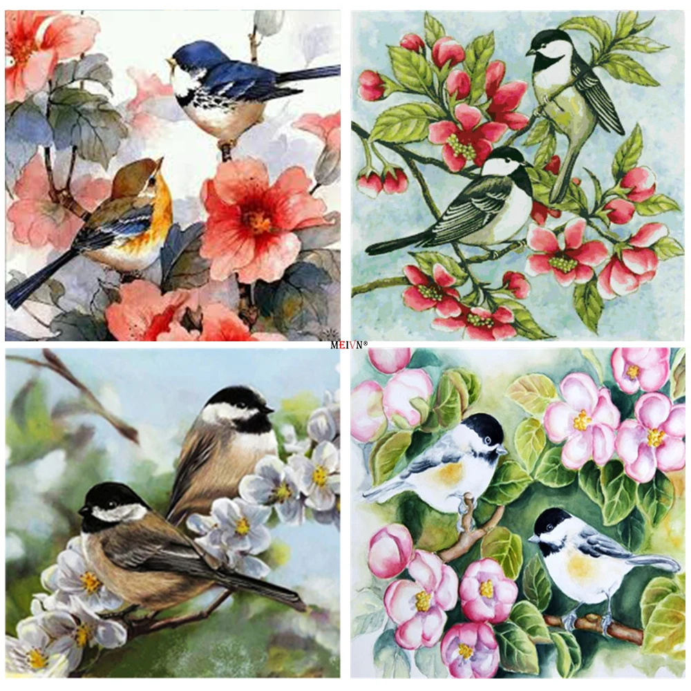 

MEIVN 5D DIY алмазная живопись птиц и цветов полная квадратная Алмазная вышивка животные со стразами картины ремесла комплект