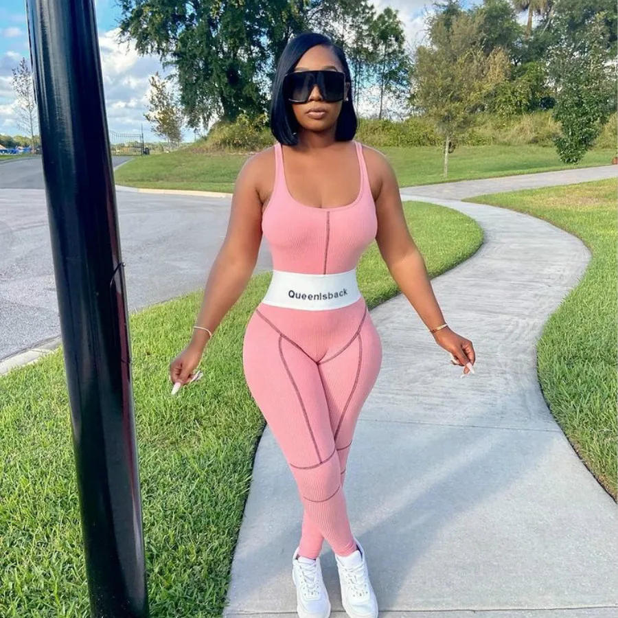 

New Women's Pit Strip New Leisure Suit Embroidery Jogging Sports Leisure Suit Yoga High Elastic Two-Piece Suit