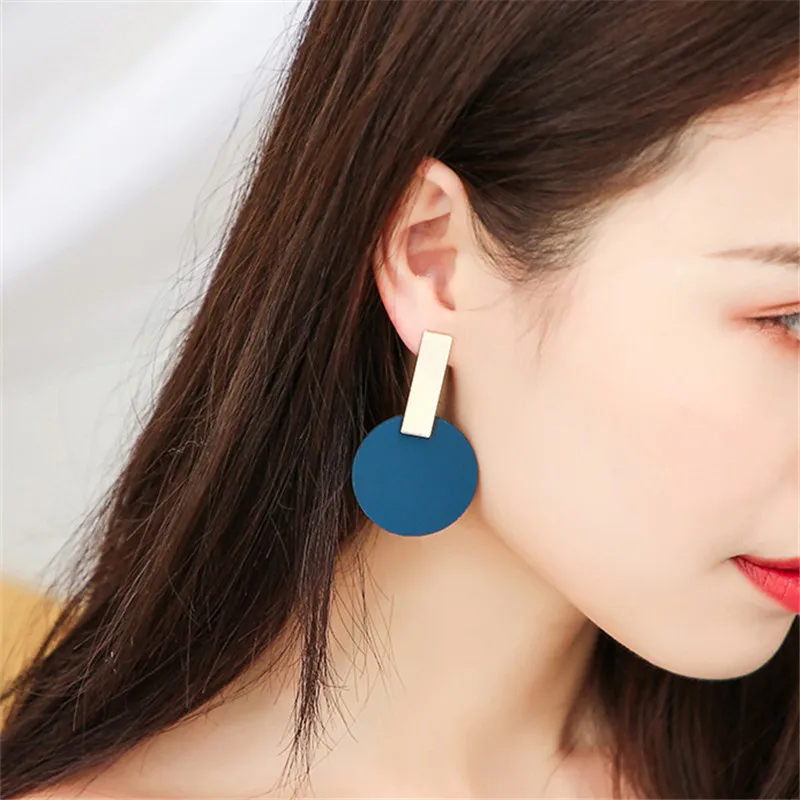 

Fashion geometric circular painting big earrings female Hyperbole Popular color stud earrings for women jewelry