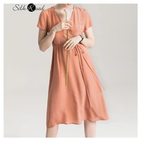 silviye french slim bubble sleeve silk dress womens mulberry silk wrap sleeve a line dress spring 2020 new dress