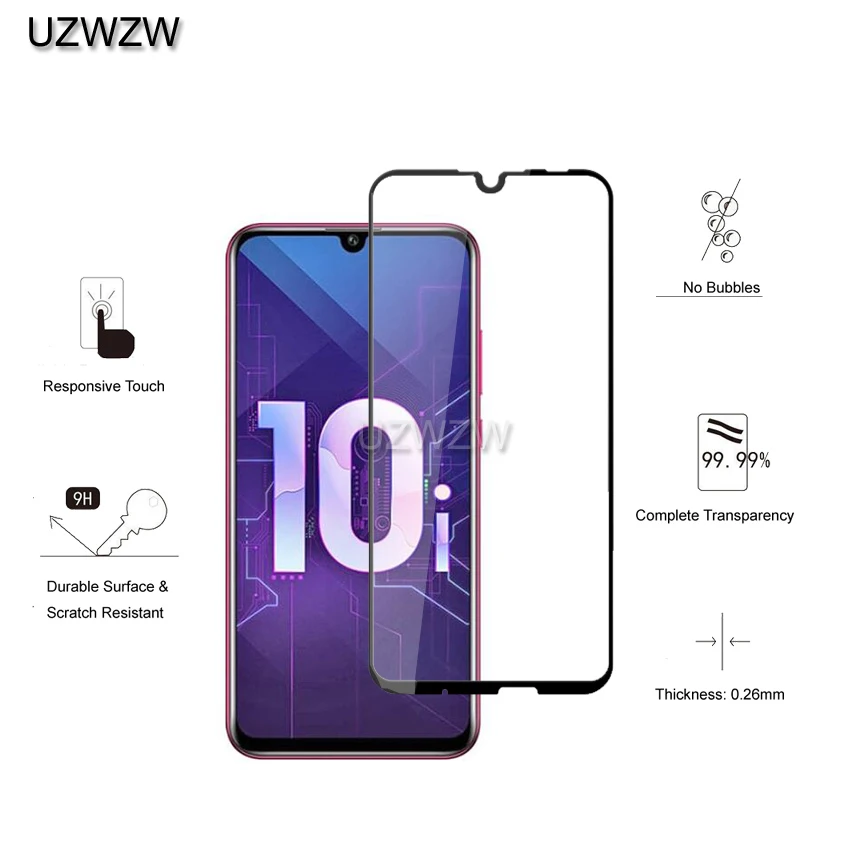 2 шт закаленное стекло для huawei Honor 10i/Honor 20 lite(6,21 дюйма) Полное Покрытие 2.5D защита экрана закаленное стекло