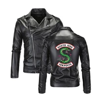 cool southside riverdale turn down collar leather jackets serpents men riverdale streetwear leather brand south side serpents