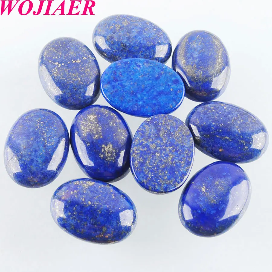 

WOJIAER Natural Lapis Lazuli Gem Stones Oval Cabochon CAB No Drilled Hole 22x30MM For Making Jewelry 10PCS PU8089