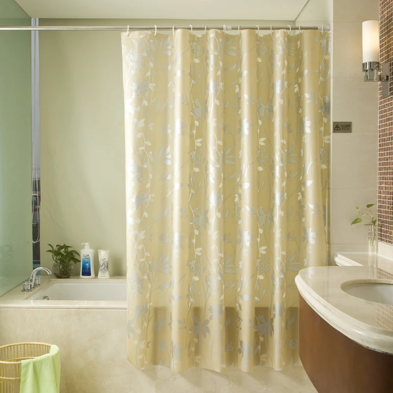 

Ready Stock Translucent luxurious Flower Bath Curtain Waterproof Peva Shower Curtains Fog Curtains Hooks Bathroom Decor 3JL610