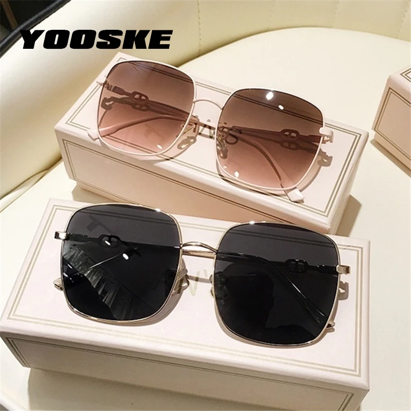 

YOOSKE Brand Women Square Sunglasses Vintage Gradient Sun Glasses Men Retro Metal Eyeglasses Female Male Oversized Eyewear UV400
