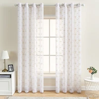 custom design circle embroidered tulle sheer window curtains for home living room bedroom decoration in the kitchen cafe curtain