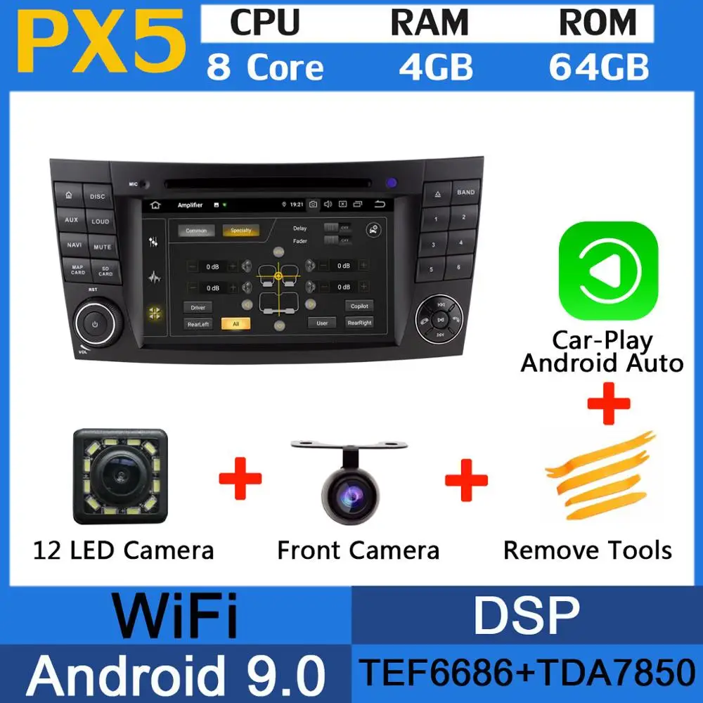 PX5-Carplay 5 USB порт Android 9,0 PX6/Восьмиядерный 4 Гб ram автомобильный dvd-плеер для Mercedes Benz W211 W463 W219 W209 E G CLK CLS класс Автомагнитола - Цвет: PX5-Carplay